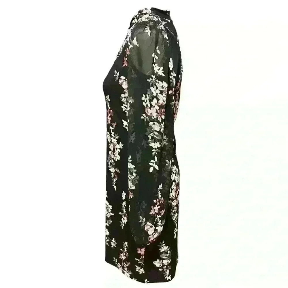 White House Black Market Chiffon Sleeve Floral Print Chemise Dress Size XS NWT - Picture 6 of 12